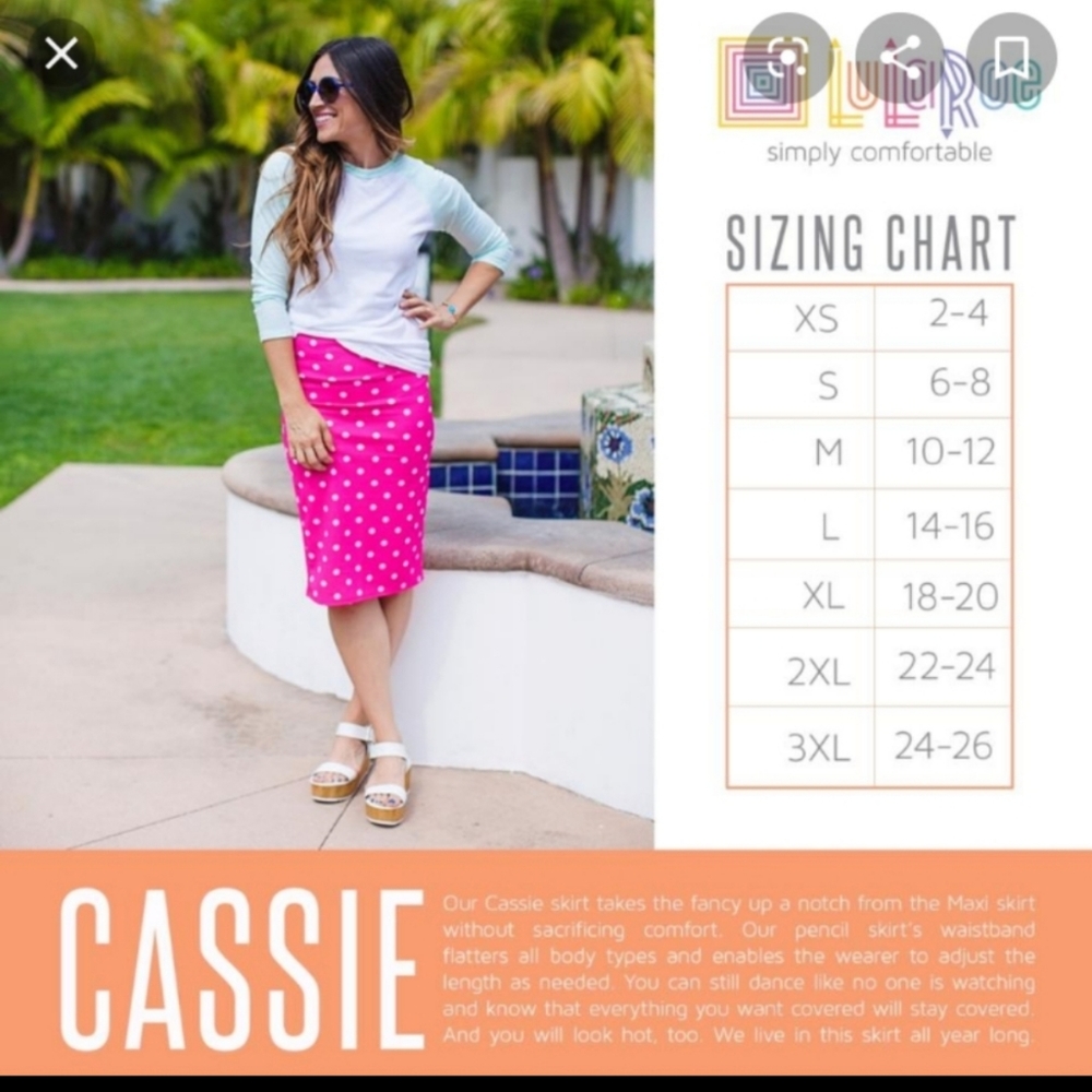 Lularoe Skirt Size XS Floral Cassie Pencil Stretch - Picture 8 of 11